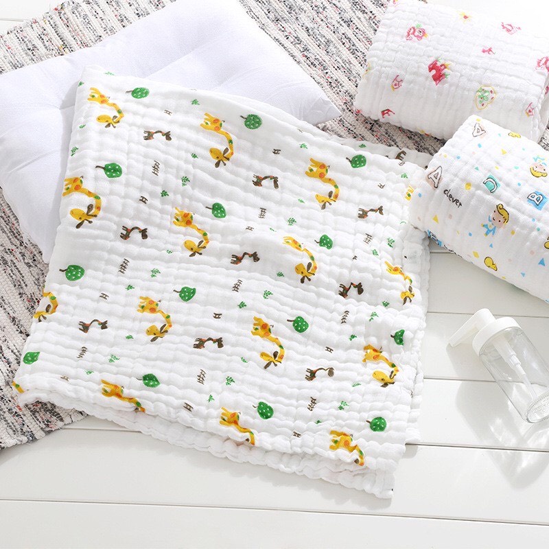 Khăn tắm xô cho bé hàng xuất Nhật 100% cotton 6 lớp đa năng mềm mịn êm ái thấm hút tốt dễ giặt không bong xù