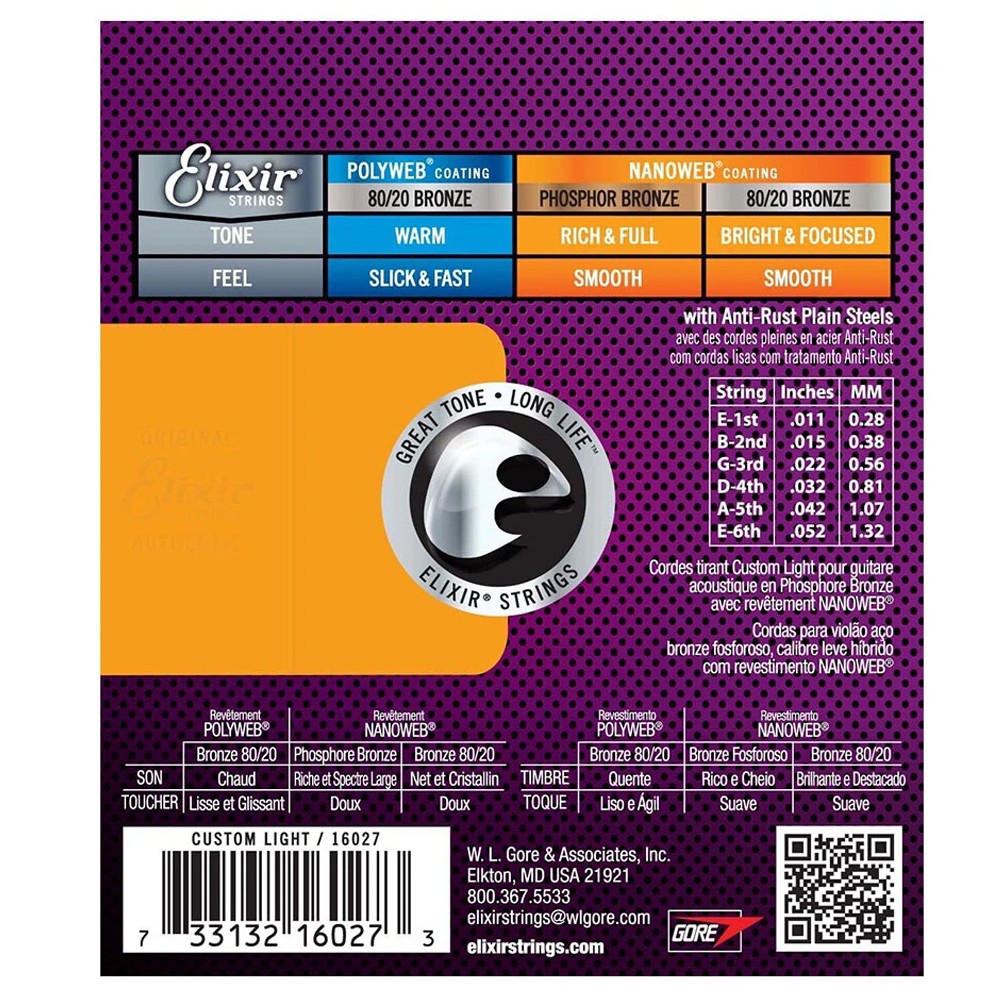 Dây Đàn Guitar Acoustic Elixir 16027 Chính Hãng Full Box