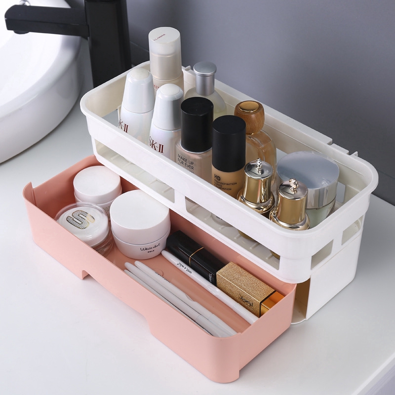 Kệ lưu trữ gắn tường không cần đục lỗ có ngăn kéo dùng trong nhà tắm đa năng tiện dụng