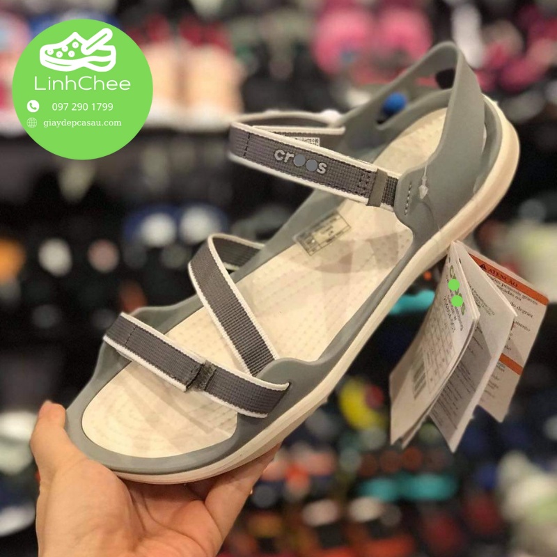 Sandal Cross Nữ Webing dành cho nữ êm, nhẹ, bám sàn Màu Ghi