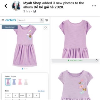 [ẢNH THẬT] Váy bé gái Carter hoa tím