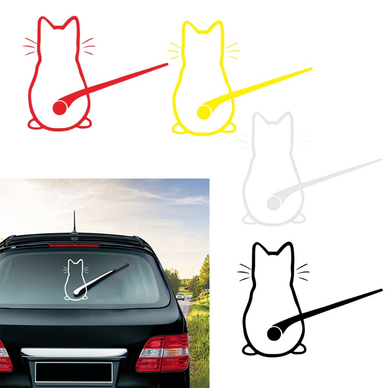 Sticker Dán Kính Xe Hơi Hình Mèo Vui Nhộn