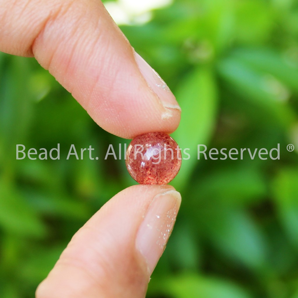 [1 Hạt] Đá T.A Dâu Tây Hồng (Strawberry Pink Quartz) 8MM,Trang Sức Phong Thuỷ, Chuỗi Hạt