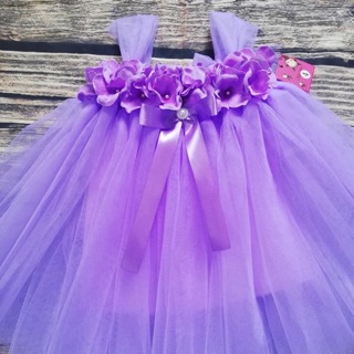 Váy đầm bé gái màu tím cà tặng kèm băng đô