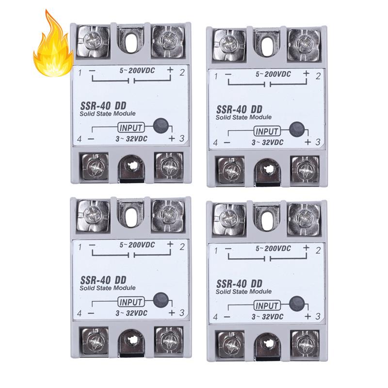 Set 4 rơ le DC-DC SSR-40DD 40A DC3-32V DC5-60V chuyên dụng