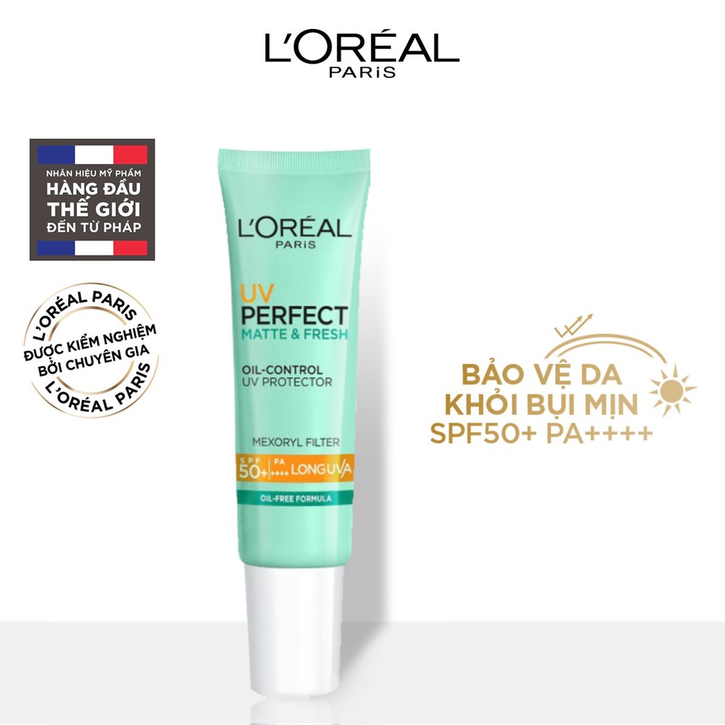 Kem Chống Nắng L'Oréal Kiềm Dầu Thoáng Mịn Da UV Perfect Matte & Fresh SPF 50+/PA++++ 15ml | BigBuy360 - bigbuy360.vn