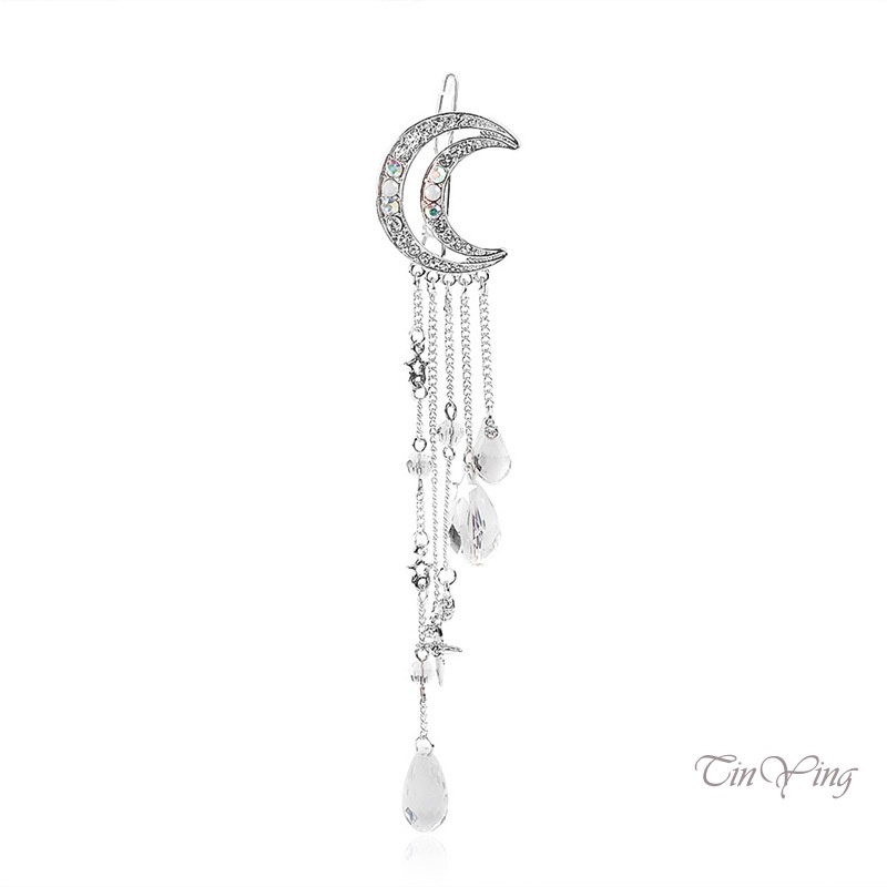 GETNOIVAS Kẹp Tóc Hình Mặt Trăng Đính Đá Đơn Giản Thanh Lịch Cho Nữ