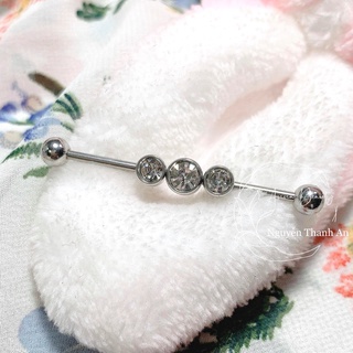 Khuyên industrial đính đá bằng thép y tế Piercing