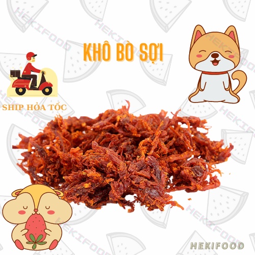 Khô bò sợi dài lá chanh thơm ngon 300g - Ăn vặt Heki | BigBuy360 - bigbuy360.vn