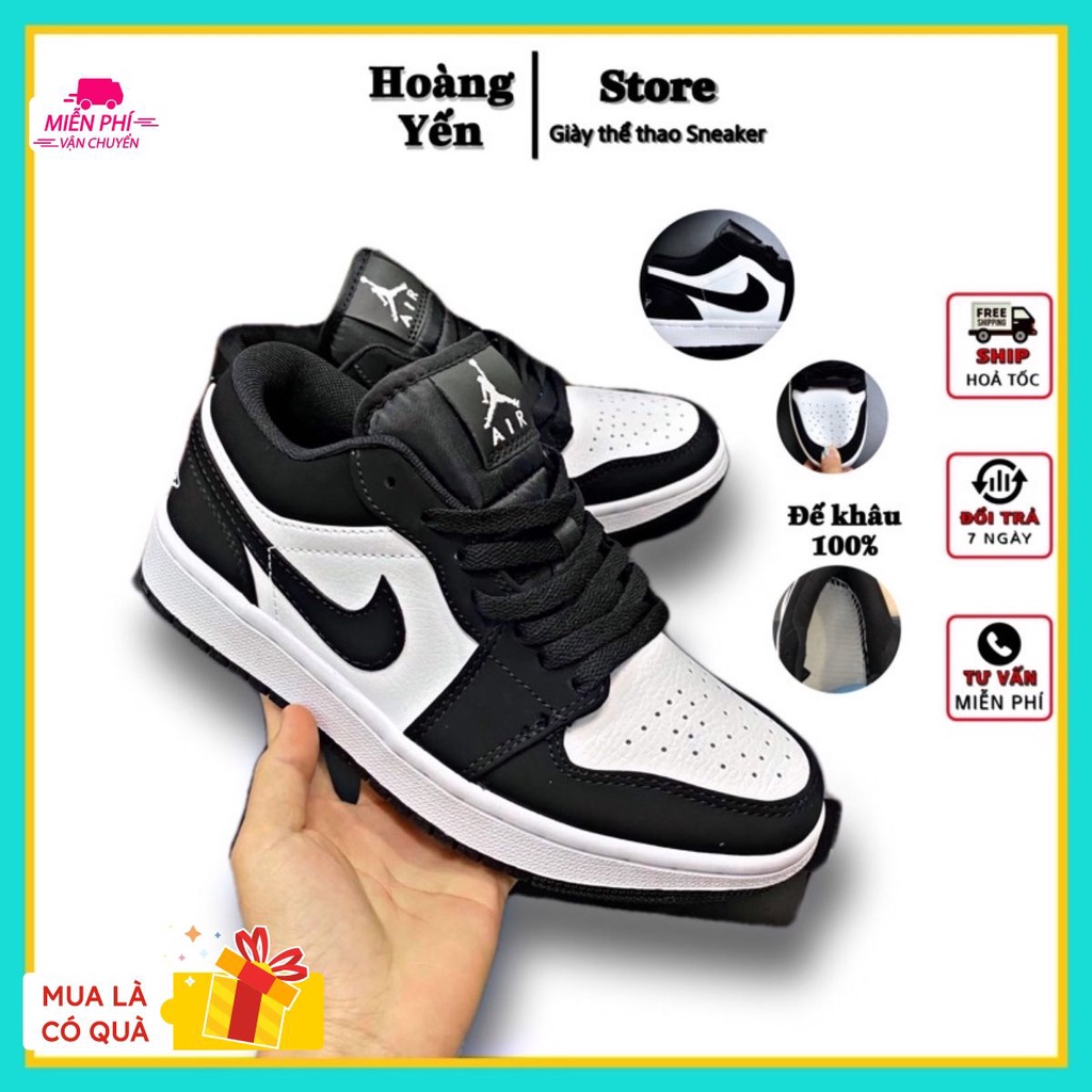 Giày jordan, giày jd panda đen trắng, giày đen trắng, jd 1 low da lộn, full box, billGiày.Hoàng Yến