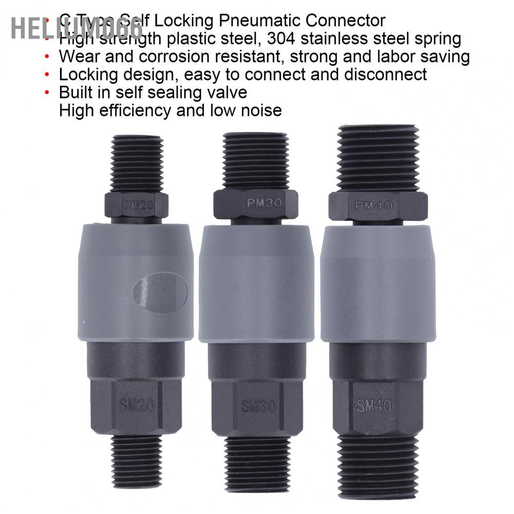 Helium066 C Type Pneumatic Quick Connector Plastic Steel Self Locking Air for PU Pipe