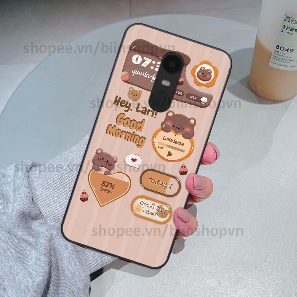 Ốp Xiaomi Redmi Note 4/ Note 4x / Redmi 5 Plus in 3D icon gấu nổi siêu xinh, siêu đáng yêu, cá tính phong cách