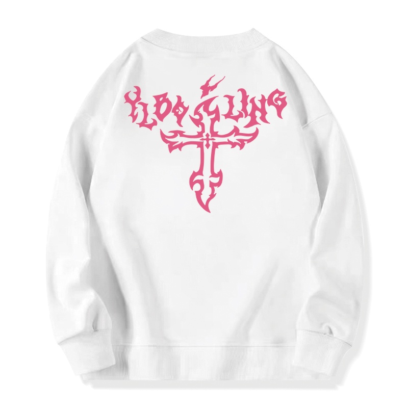 FOCUS Áo Nỉ nữ harajuku retro đen bigsize Ulzzang áo dài tay unisex 100%cotton