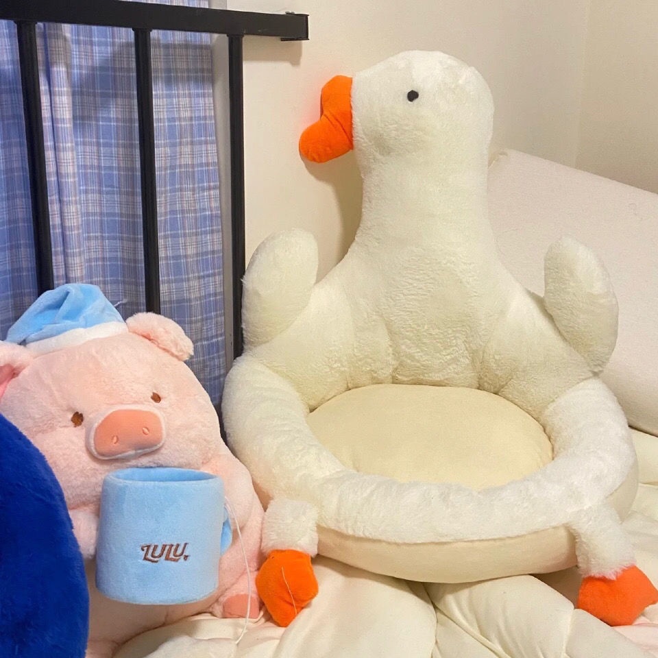 Đệm Tựa Lưng Hình Chú Ngỗng Nhồi Bông Dễ Thương Cho Học Sinh