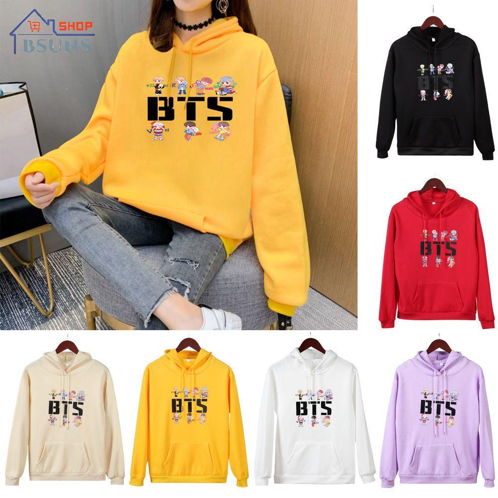 Áo hoodie tay dài thoáng khí in hình BT21 BTS an toàn không độc hại thời trang cho nữ