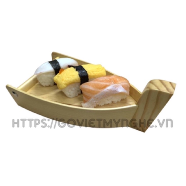 [Hàng chuẩn Nhật] Khay thuyền gỗ trang trí món ăn Sushi cho nhà hàng Nhật - Dài 20cm/30cm - Gỗ thông tự nhiên