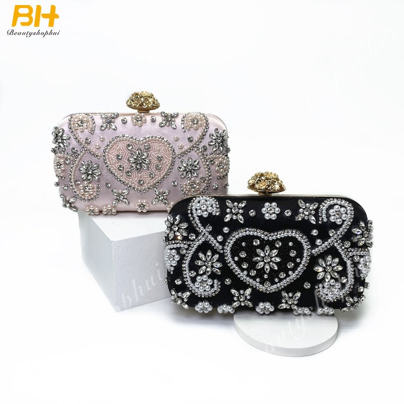 Ví Cầm Tay Đính Hạt Kim Cương Giả Thời Trang Nữ Dự Tiệc 2022