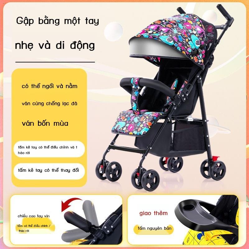 Xe đẩy em bé có thể ngồi, nằm, xe đẩy nhẹ, gấp gọn được, bé đi chơi, bé tập đi tạo tác, xe ô tô 4 bánh đẩy