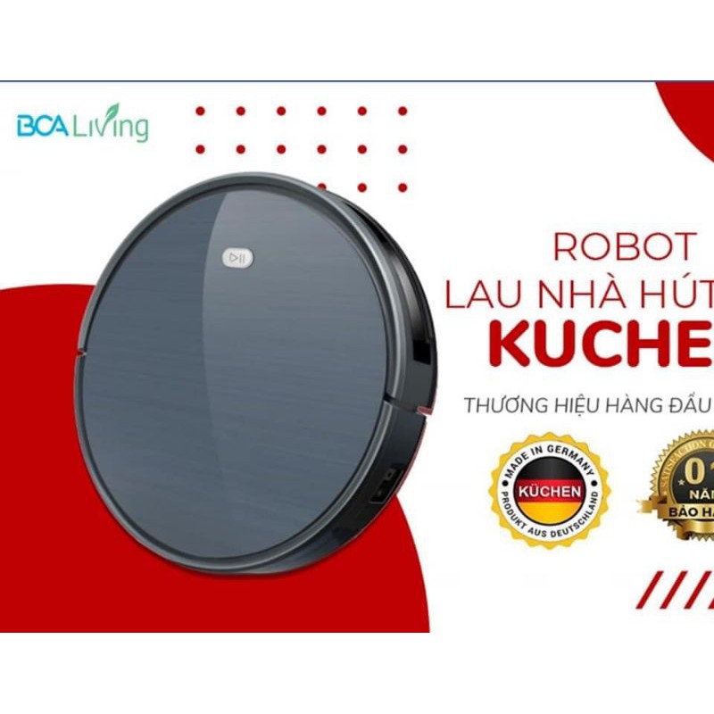 [ Điều Khiển Qua Giọng Nói ] ROBOT Hút Bụi Lau Nhà KUCHEN Nhập Khẩu Đức ,Pin LG 2600MAh ,Thời Gian Chạy 150 Phút ,