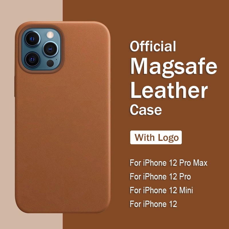 【Có Logo】 Vỏ Điện Thoại Chống Sốc Bằng Da MagSafe Cổ Điển Cho iPhone 12 Pro Max Từ Tính Sạc Không Dây Điện Thoại Vỏ Điện Thoại