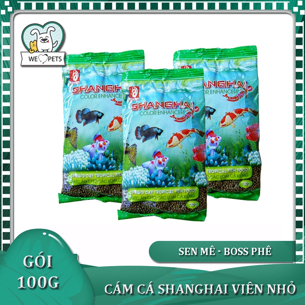 Gói thức ăn cám cá ShangHai hạt viên nhỏ cho cá cảnh nhỏ gói 100g - Lida Pet Shop