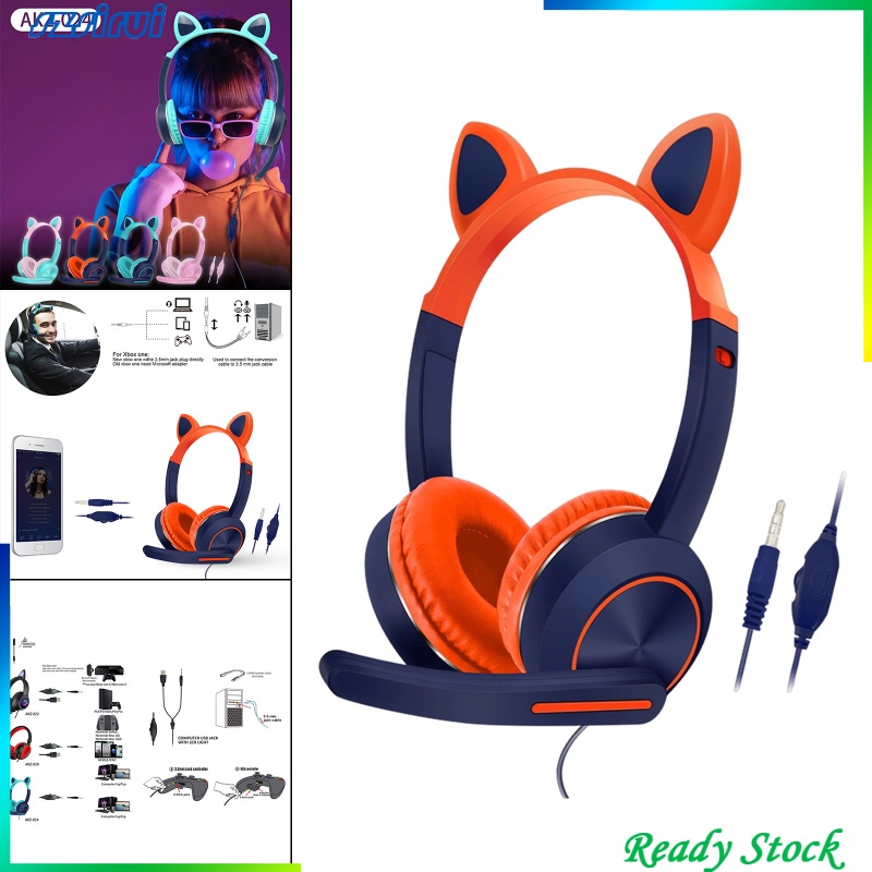 Tai Nghe Hifi Hình Tai Mèo Kèm Mic Cho Trẻ Em / Người Lớn Ps5