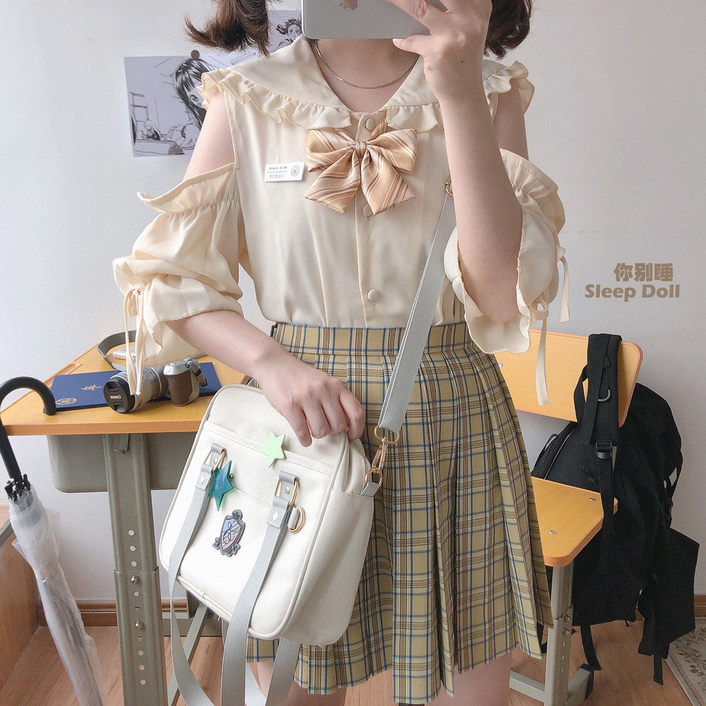 Áo blouse BL voan, cổ thủy thủ, tay lỡ cách điệu dễ thương quá trời quá đất