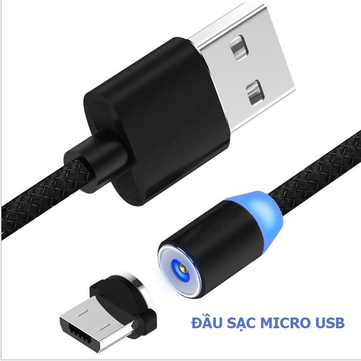 Cáp sạc hít nam châm từ tính 360 chân tròn Micro USB dây bọc dù siêu bền cho điện thoại Samsung, LG, Sony, OPPO, Xiaomi,