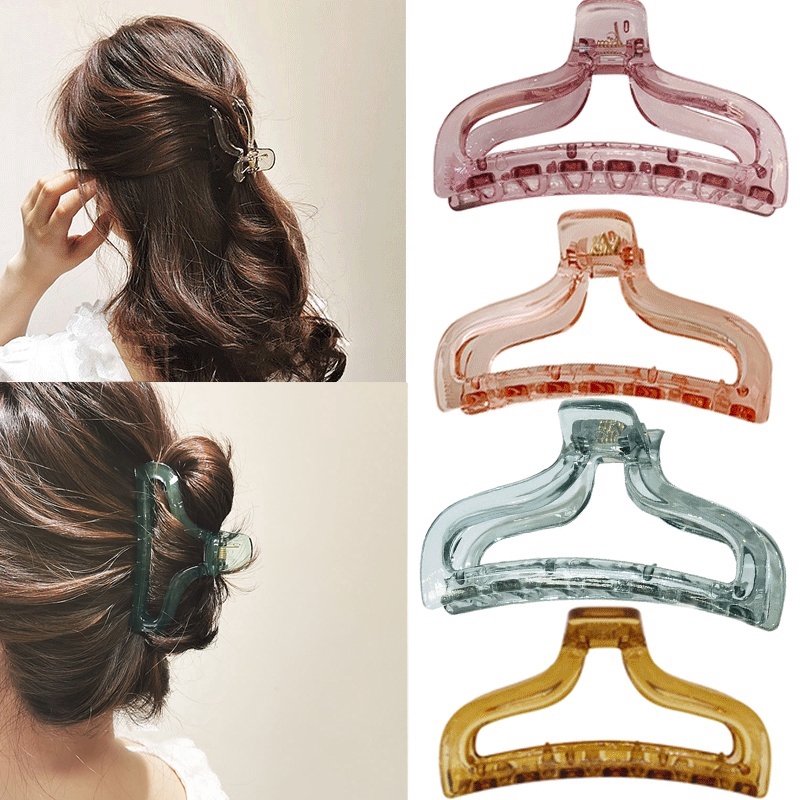 Kẹp tóc màu trong suốt phong cách retro nữ tính