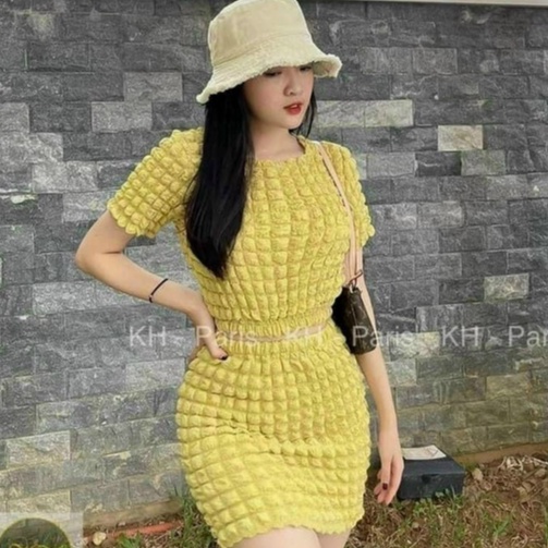 Set áo croptop kèm chân váy xốp dễ thương chơ nữ đi chơi dạo phố cực đẹp