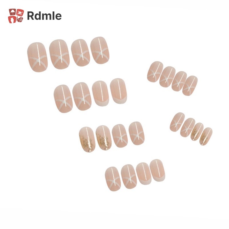 Set 24 móng tay giả đầu tròn kiểu dáng thời trang