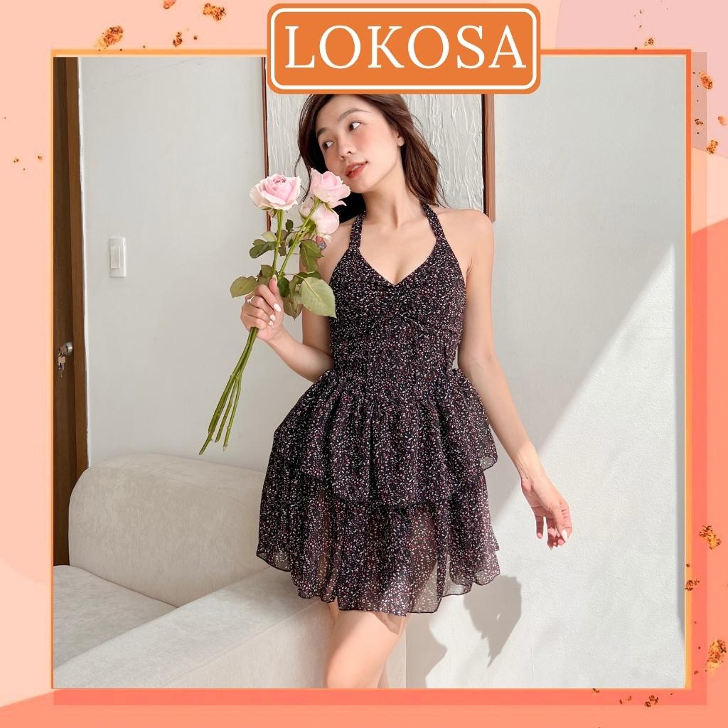Đầm Body Sexy LOKOSA Váy Voan Hoa Nhí Xếp Tầng Dáng Xoè Cúp Ngực Thiết Kế Ôm Thắt Eo Cổ Yếm Hở Lưng Đi Dự Tiệc VD087 | BigBuy360 - bigbuy360.vn