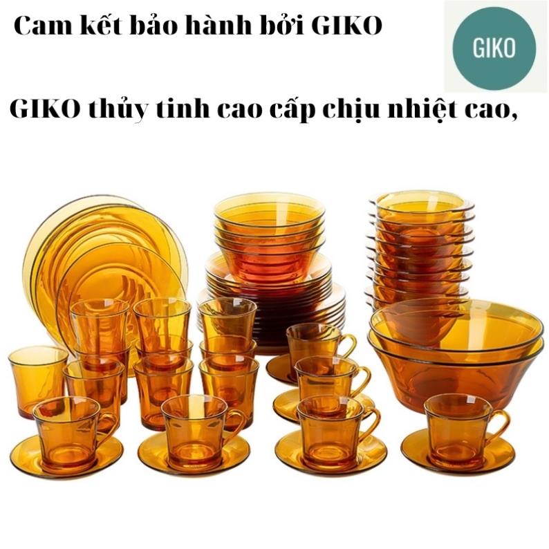 (HÀNG ĐẸP) Bộ Thủy tinh 5 món gồm 1 thố và 4 bát màu hổ phách