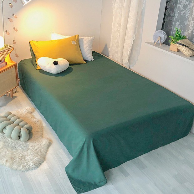 Chăn Ga Cotton Tici LIDACO - Vàng Ga Xanh Rêu