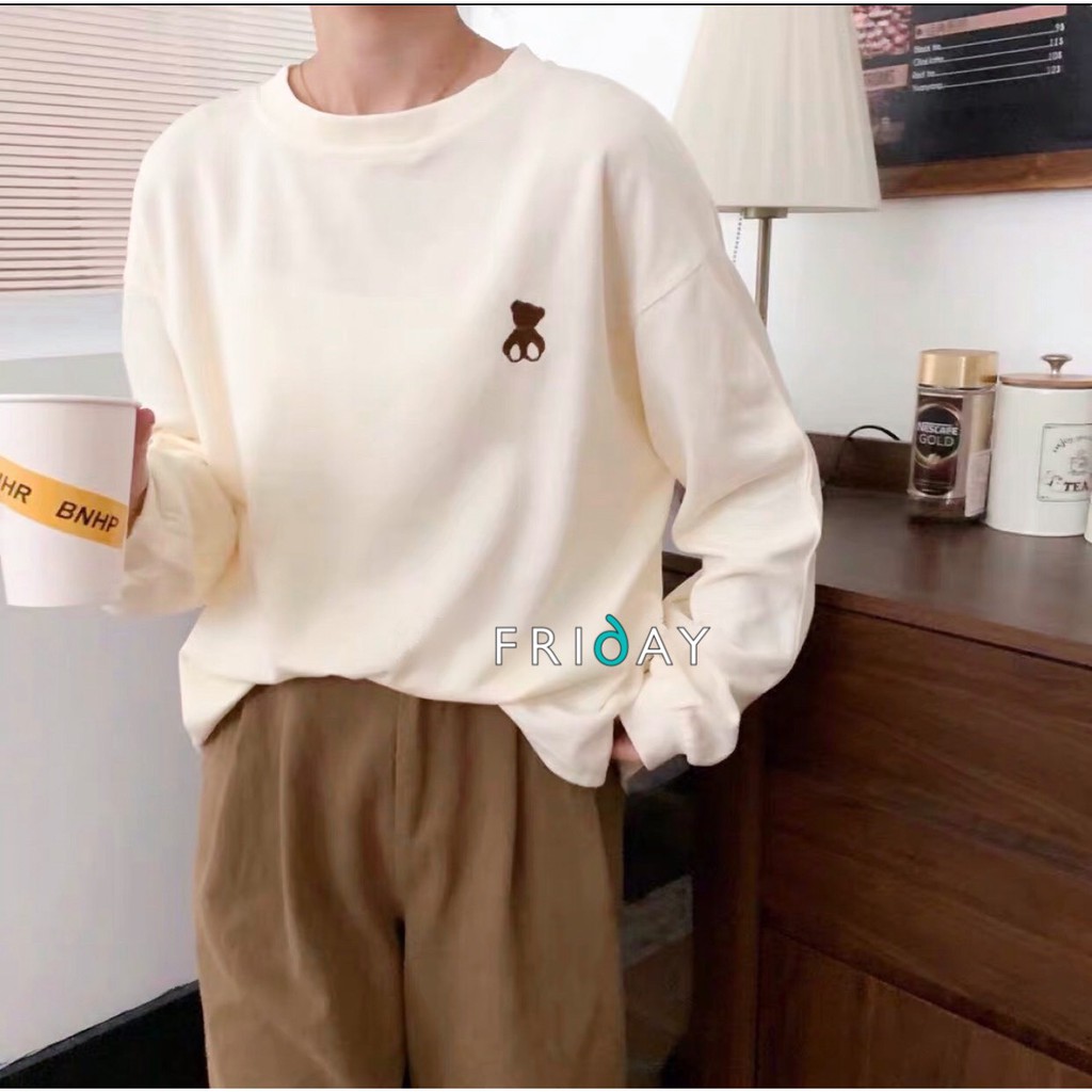 Áo nỉ tăm thêu hình gấu dáng vừa hàng thu mới về Fridayshop | BigBuy360 - bigbuy360.vn