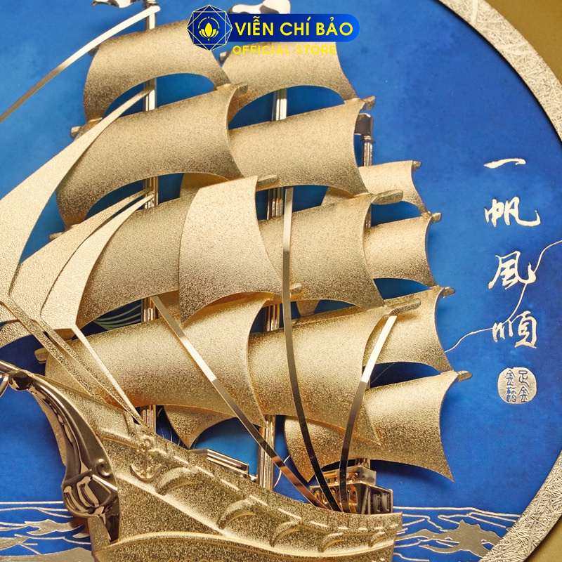 Tranh thuận buồm xuôi gió dát vàng 24K quà tặng cao cấp trang trí nhà cửa Viễn Chí Bảo M600146