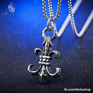 Dây chuyền Titan Chrome Heart họa tiết hoa Iris cách điệu - NL059 - Aluha