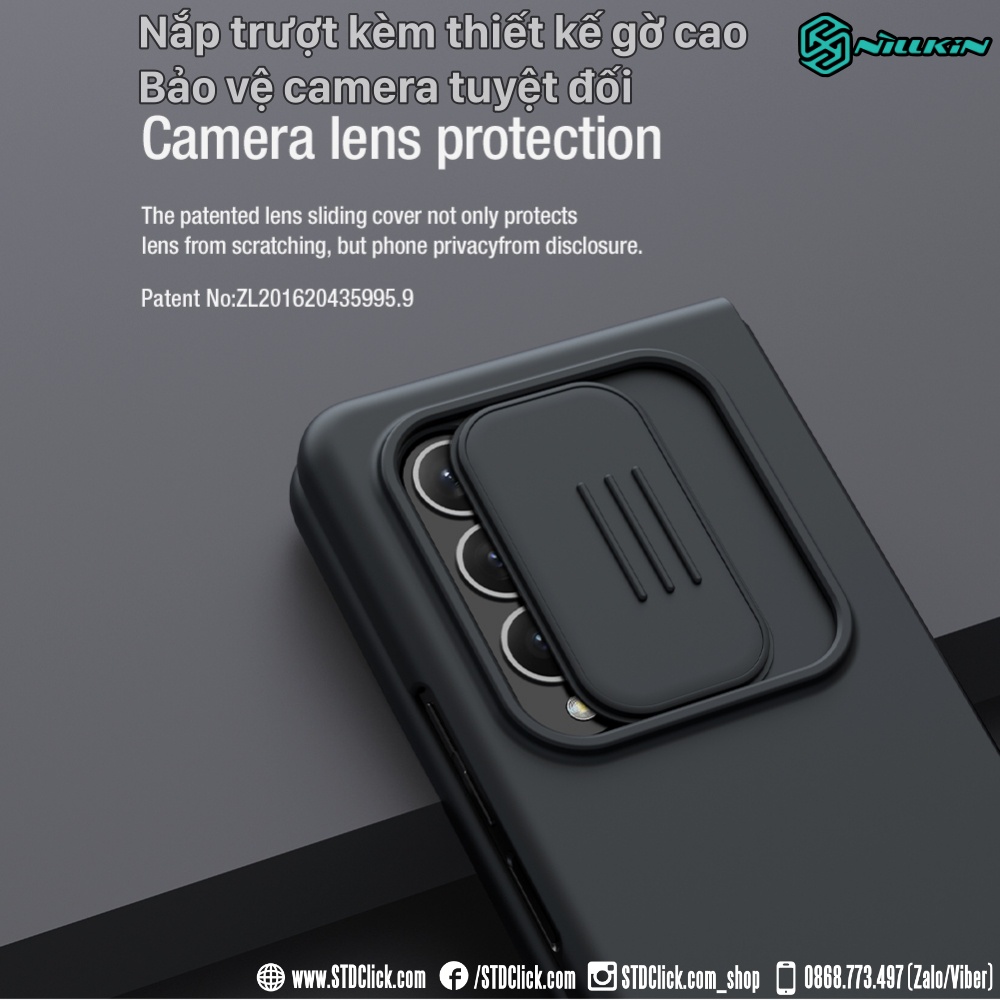 ỐP LƯNG SAMSUNG GALAXY Z FOLD 3 5G NILLKIN CAMSHIELD SILKY SILICON BẢO VỆ CAMERA CHÍNH HÃNG