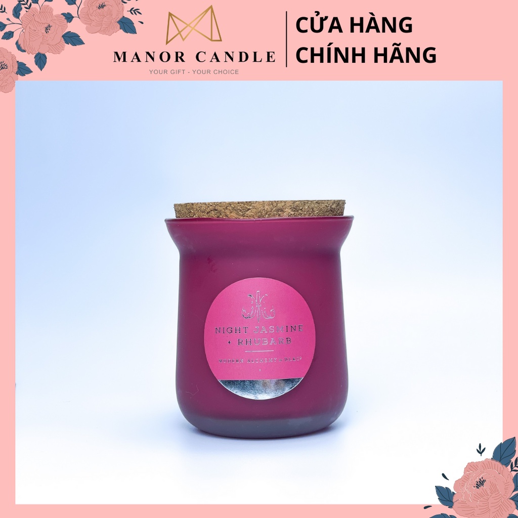 Nến thơm Night Jasmine + Rhubarb cao cấp nắp gỗ, size 8.8 oz 241g