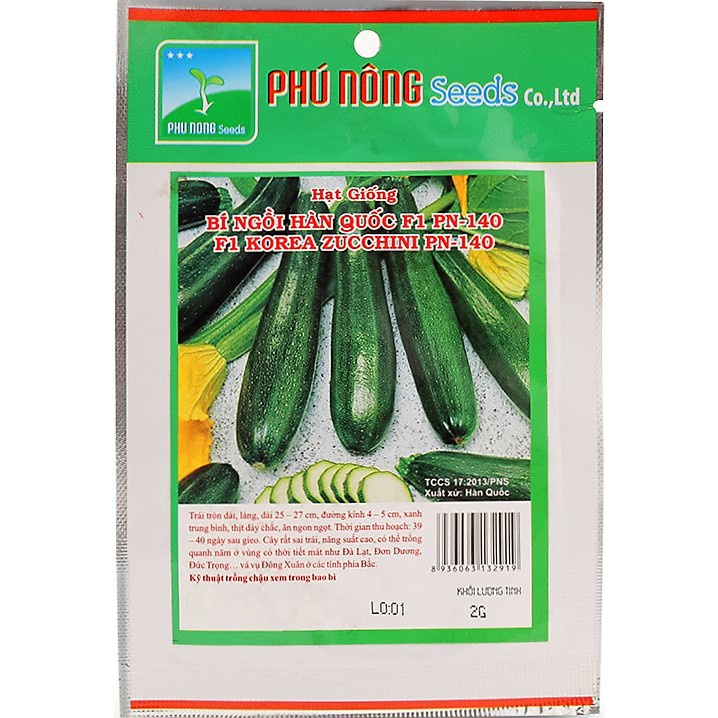 Gói 2Gr - Hạt Giống Bí Ngòi Xanh Hàn Quốc F1 Phú Nông - Tỉ lệ này mầm cao, kháng bệnh tốt, thịt chắc, dày, ngon ngọt