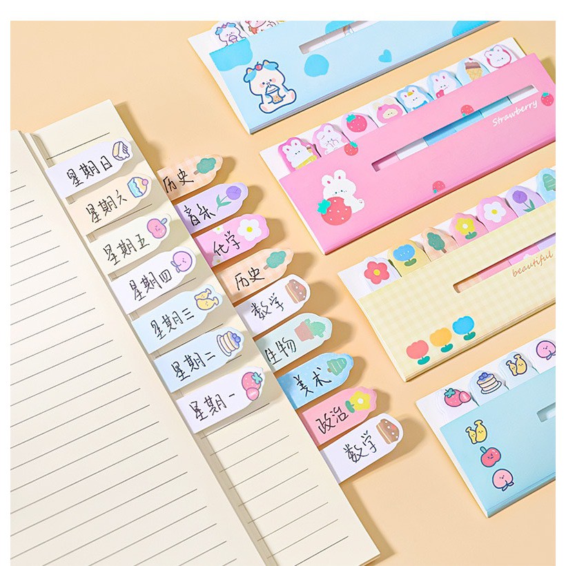 [Mã LIFE1003ALL giảm 10% đơn 50K] 120 giấy ghi chú dễ thương post-it mục nhãn dán bảng ghi nhớ D-03