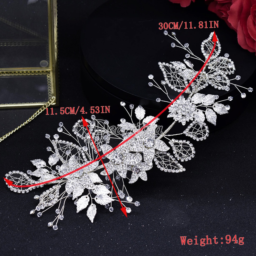 Cài Tóc Thời Trang Hình Chiếc Lá Bằng Hợp Kim Có Đính Đá Cho Cô Dâu