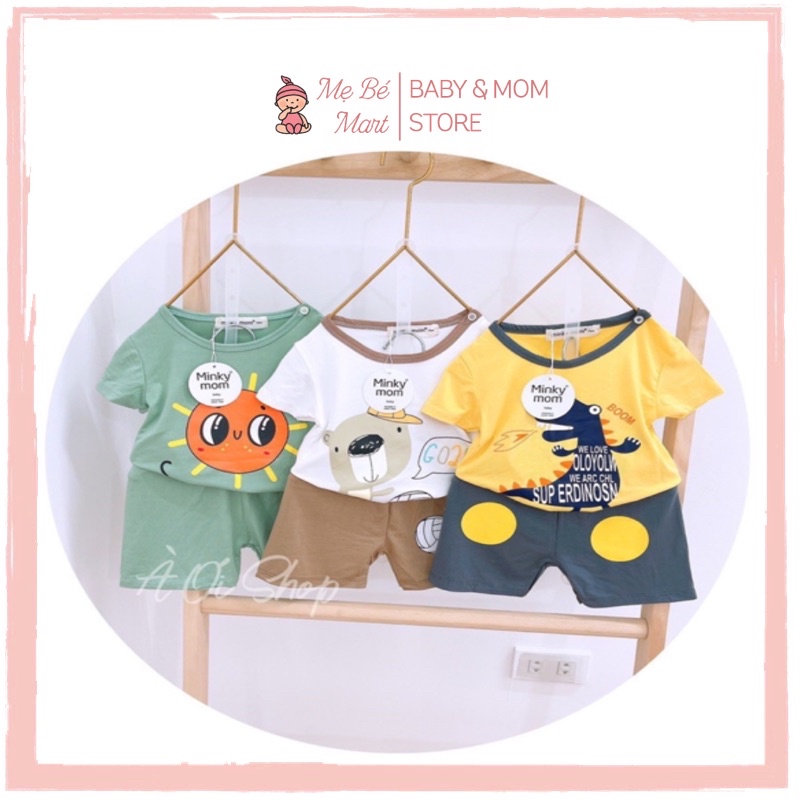 Bộ Cộc Tay Thun Lạnh Minky Mom Hoạ Tiết Động Vật Đáng Yêu Cho Bé Trai/ Bé Gái