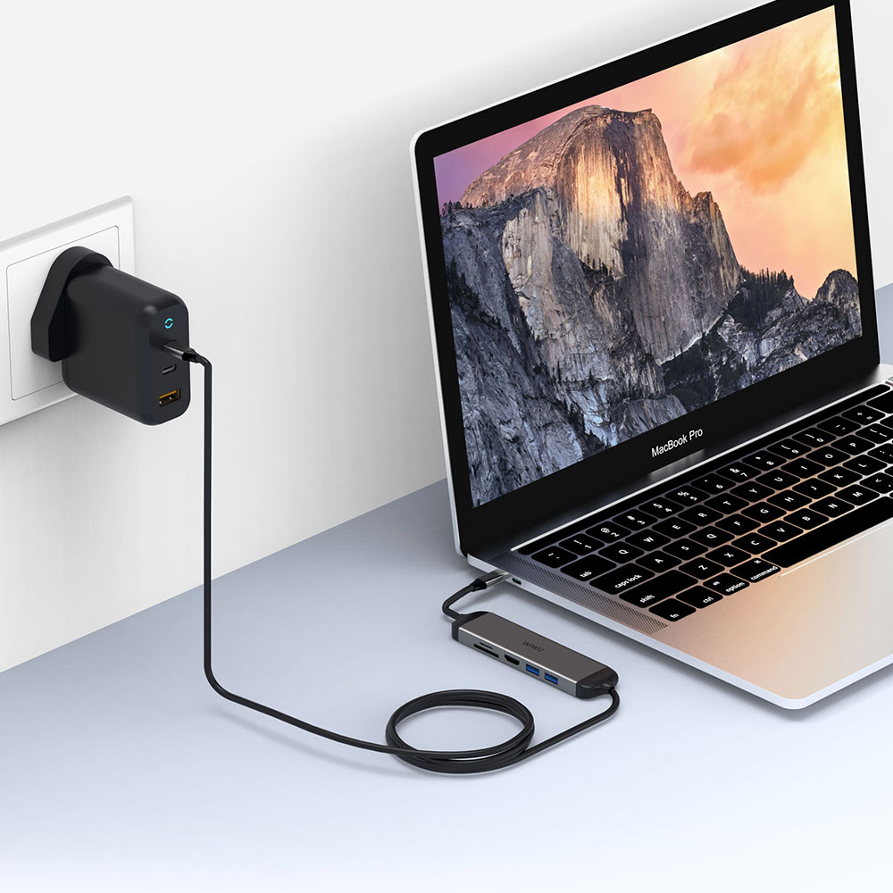 Bộ Chia Cổng Sạc Nhanh Wiwu-Alpha 521h Type C 1.5m Cho Macbook Hdmi Usb 3.0