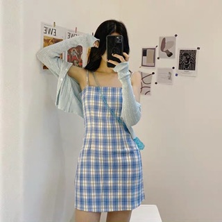 Váy 2 dây kẻ caro