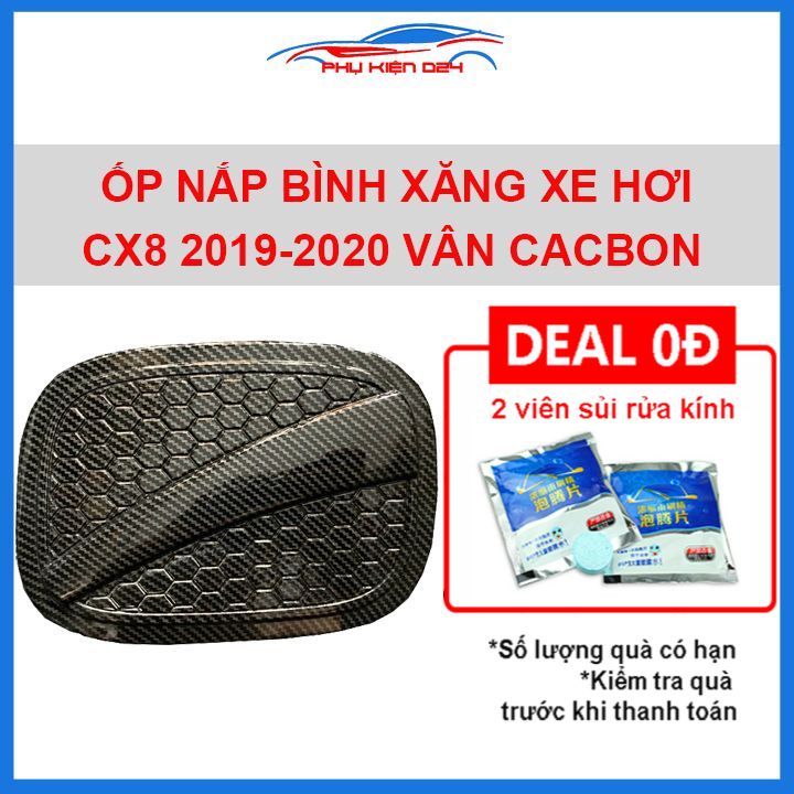 Ốp nắp bình xăng CX8, CX-8 2019-2020 vân cacbon chống trầy trang trí ô tô