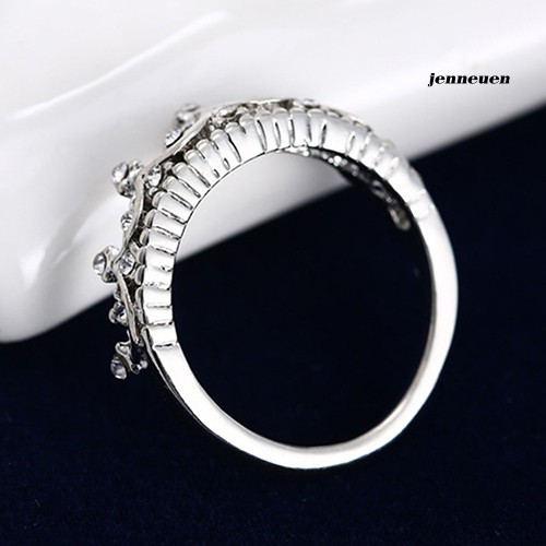 Nhẫn Mạ Bạc Hình Vương Miện Đính Đá Thời Trang Cho Nữ