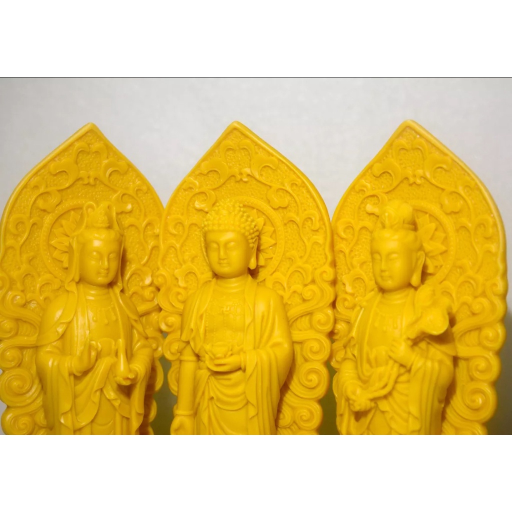 Bộ Ba Tượng Phật Tây Phương Tam Thánh hào quang cao 18cm-Nhiều Màu