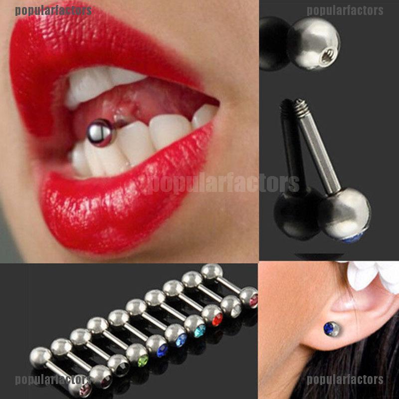 Set 10 Khuyên Lưỡi Bằng Thép Không Gỉ Cá Tính