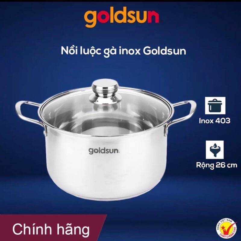 [Xả Kho] Nồi luộc gà inox,Đáy Từ, Nồi luộc gà Goldsun GE43-1302SG size 26Cm- [Hàng chính hãng]